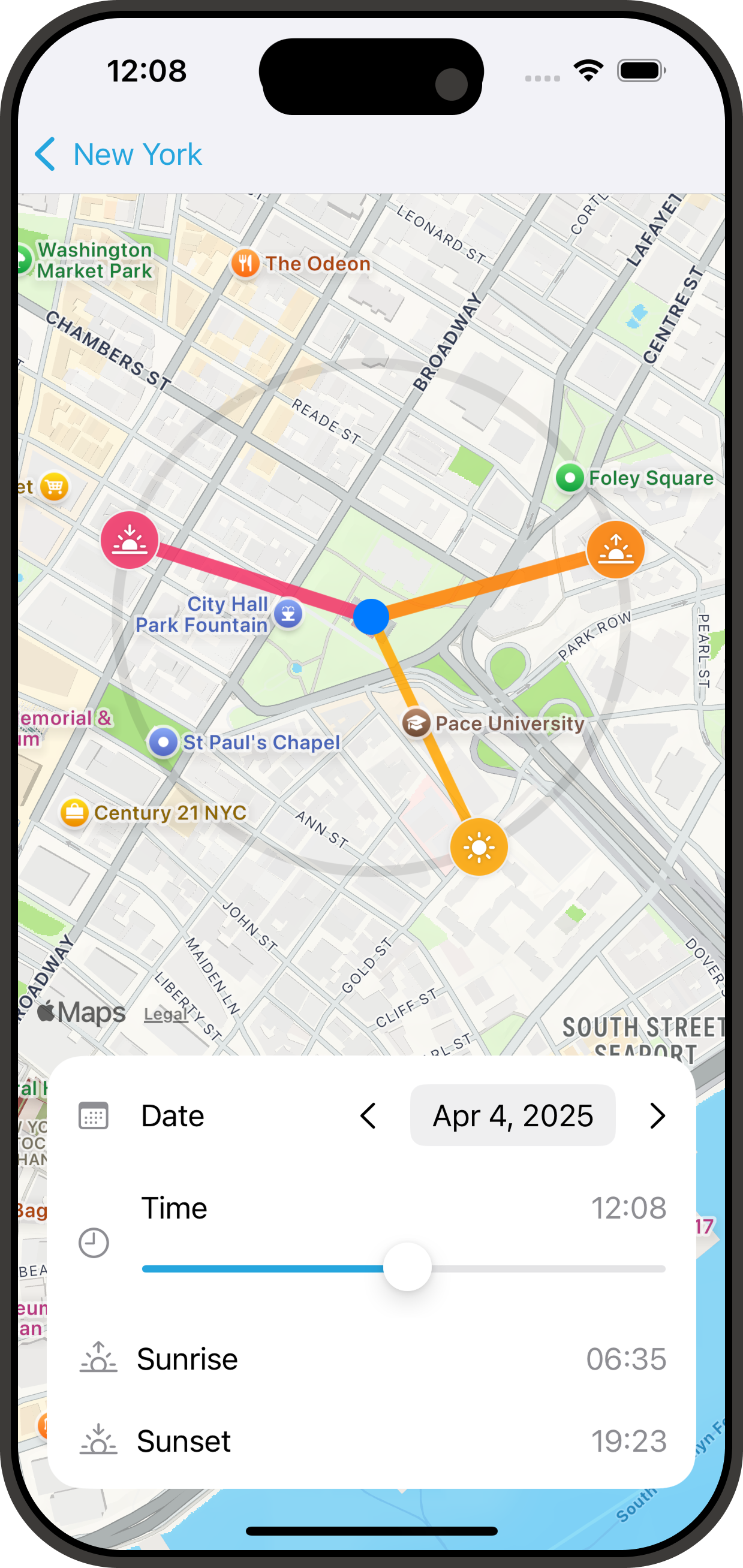 Hey Sunrise App - Interactive Map View